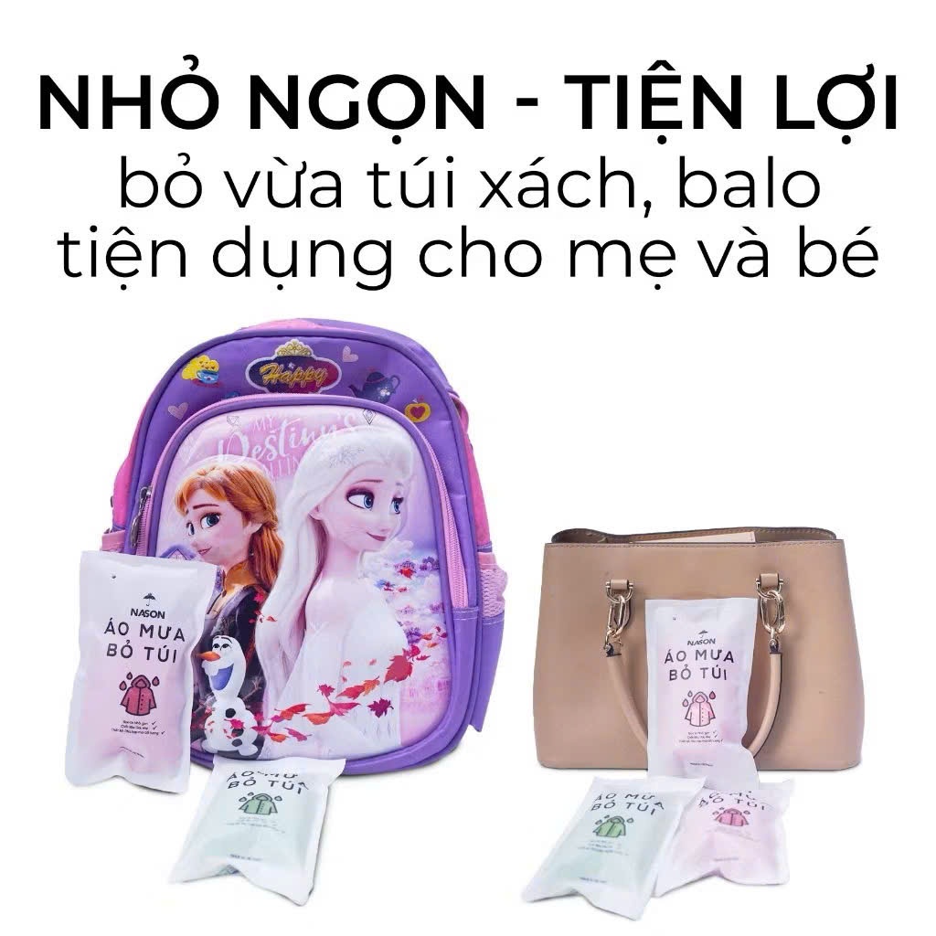 Combo 5 áo mưa trong suốt, áo mưa bỏ túi Nason nhỏ gọn, dễ dàng mang theo, mỏng nhẹ, chống thấm nước
