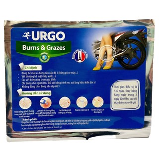 Miếng dán Urgo Burns & Grazes hỗ trợ dán bỏng và các vết thương bề mặt (10cm x 7cm)