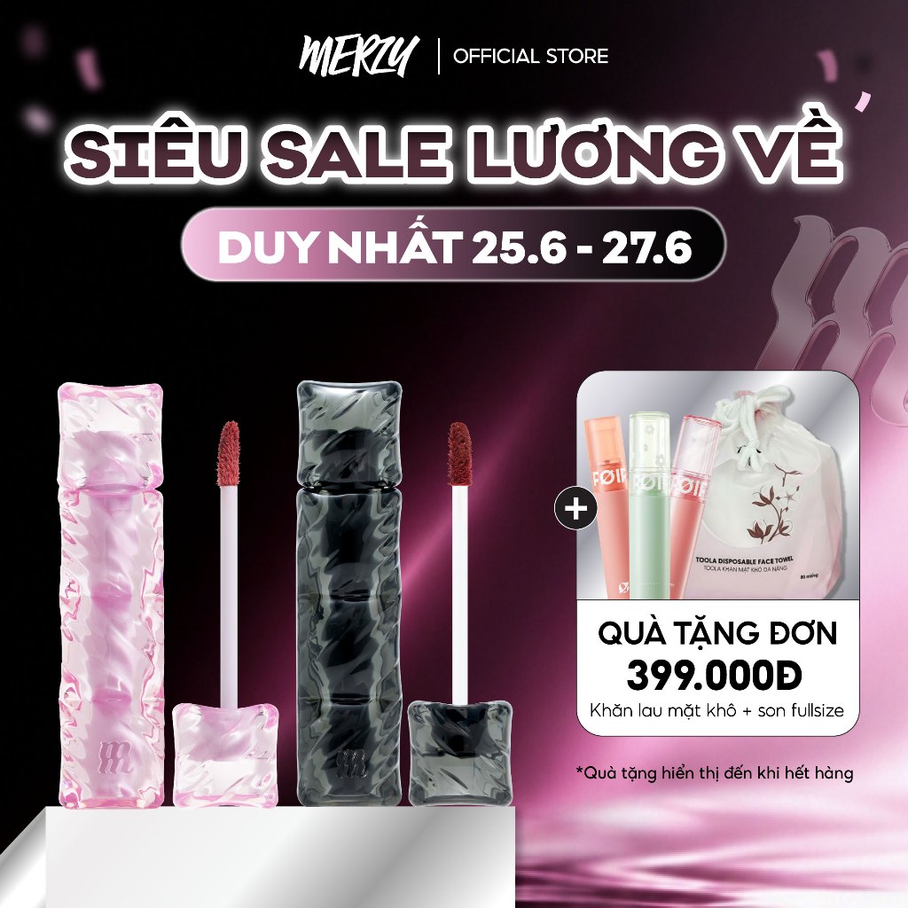 COMBO 2 Son Merzy Puffer Velvet Tint 3.7g + Merzy Water Fit Blur Tint 3 ...