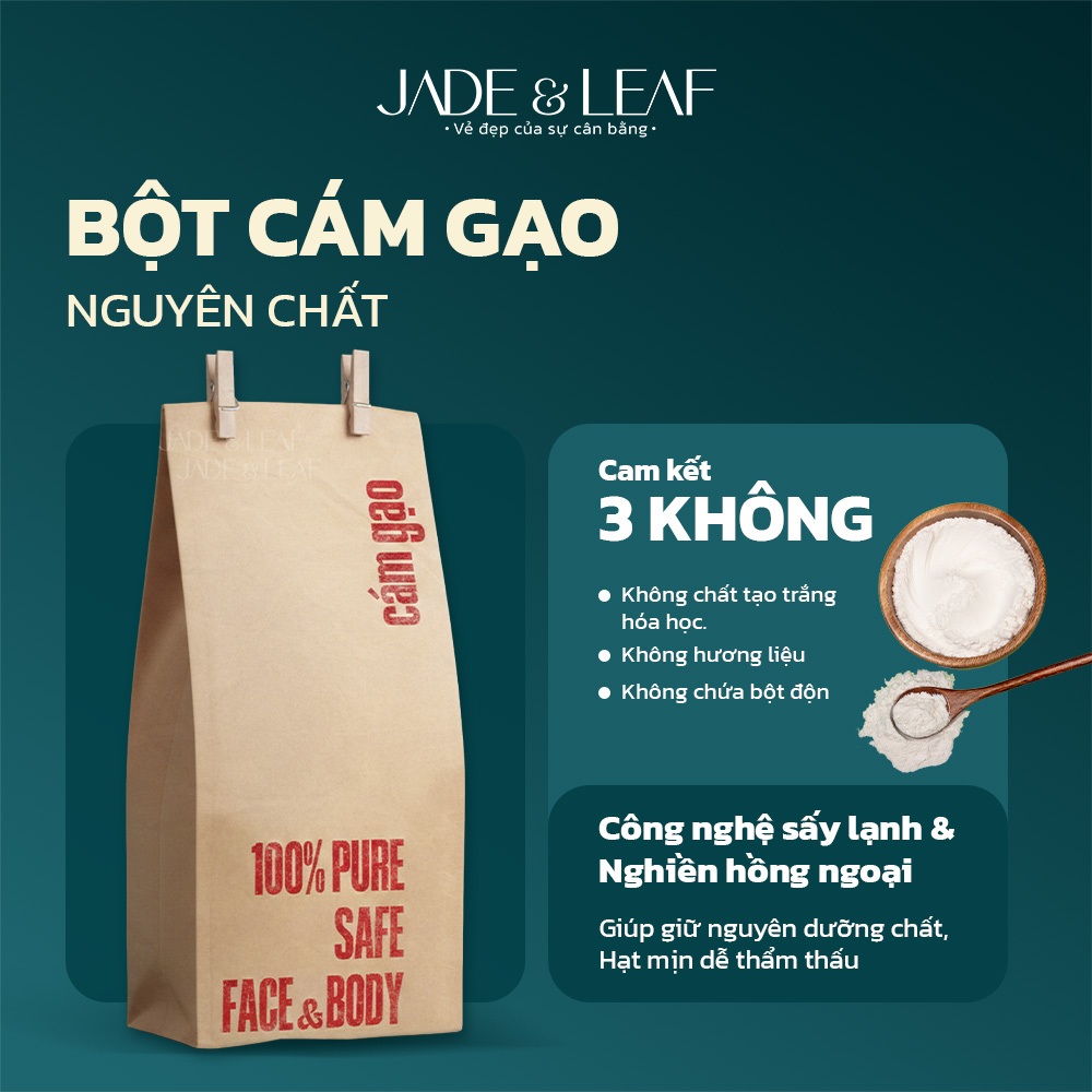 Bột Cám Gạo Sữa Jade&Leaf Nguyên Chất, Đắp Mặt Nạ Ủ Trắng Body Giảm Thâm Mụn An Toàn Cho Da
