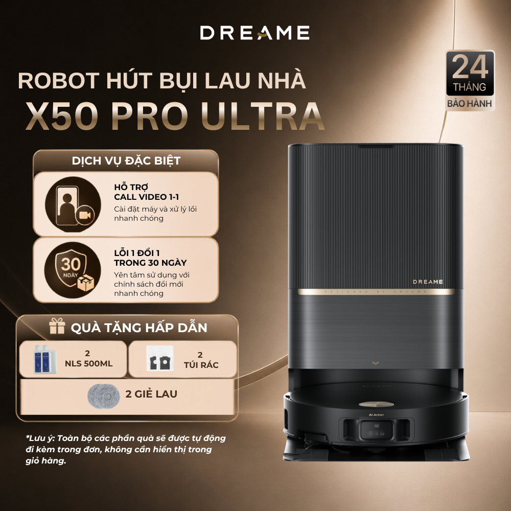 Robot Hút Bụi Dreame X50 Pro Ultra | Bản Quốc Tế - Bảo Hành 24 Tháng | Lau Sàn Bằng Nước Ấm 40°C
