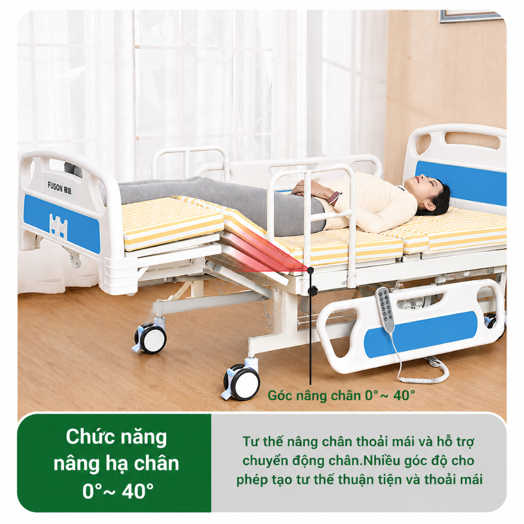 Giường Y Tế 4 Tay Quay Nâng Hạ Lưng - Chân - Lật nghiêng, Giường Bệnh Đa Năng Cho Người Già, Tai Biến (BẢO HÀNH 2 NĂM)