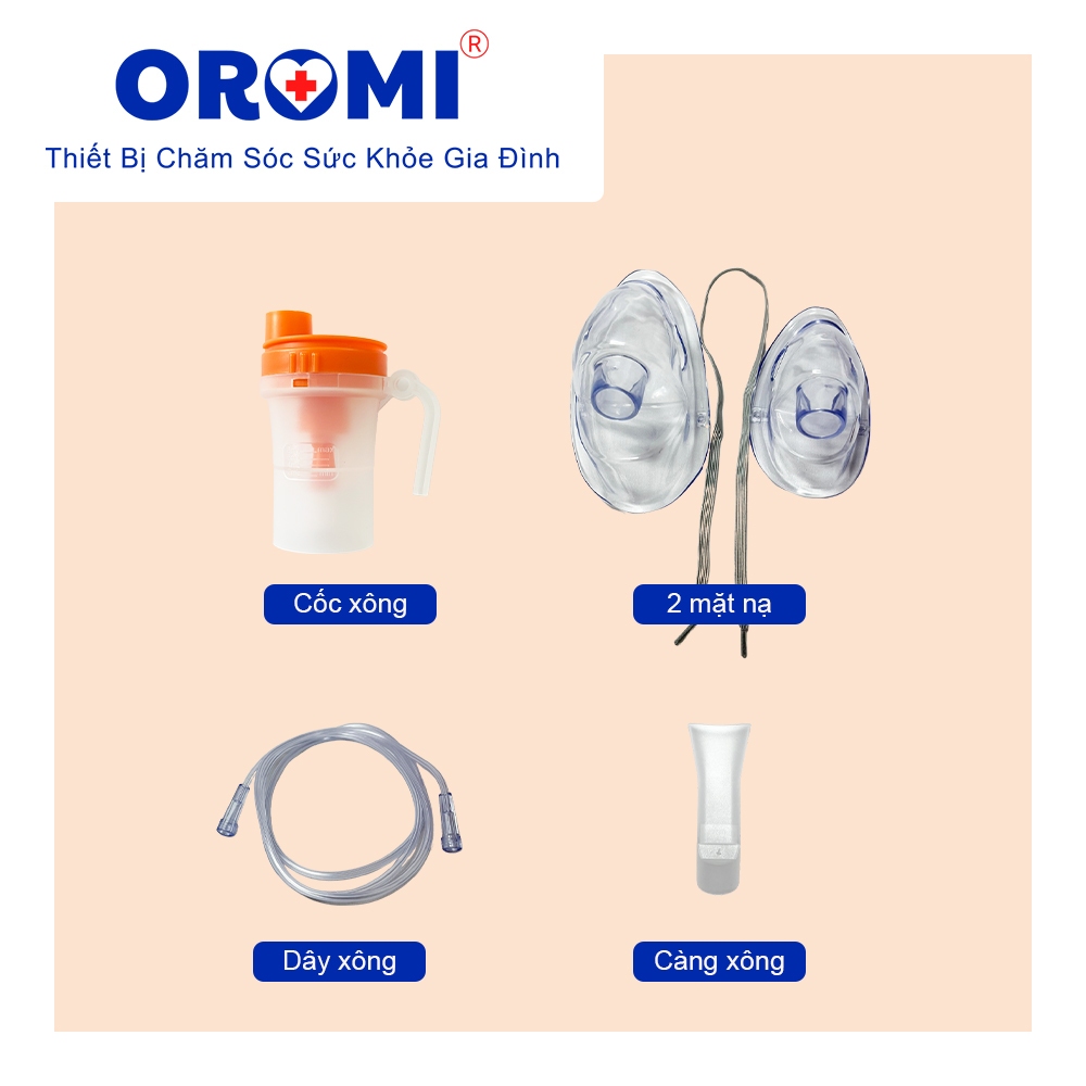 Phụ kiện Bộ xông khí dung, Bộ cốc hút của máy xông khí dung/hút mũi/hút dịch OROMI