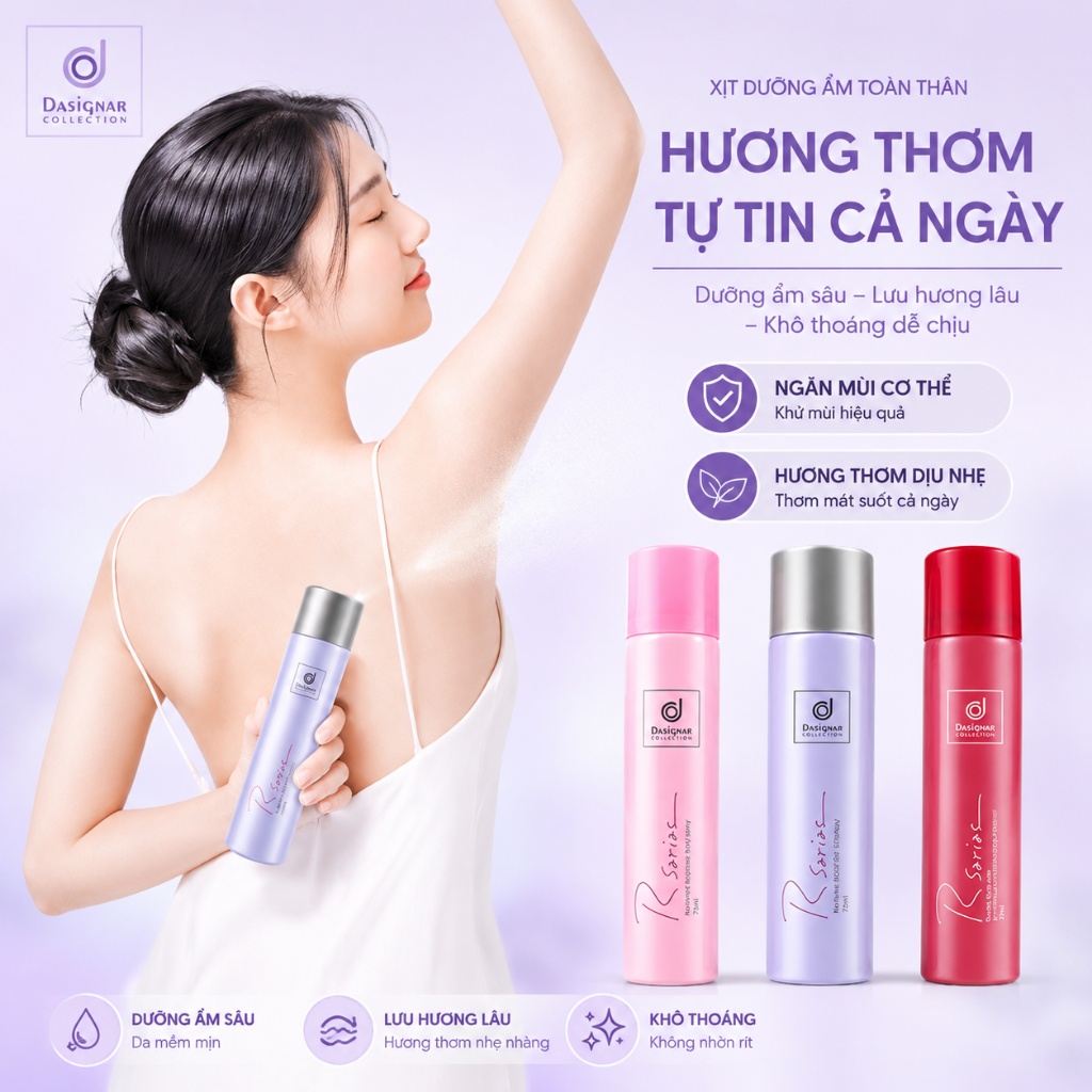 R Series-Xịt Khử Mùi Toàn Thân, Khử Mùi Cơ Thể, xịt ngăn mồ hôi nách, xịt thơm toàn thân cao cấp