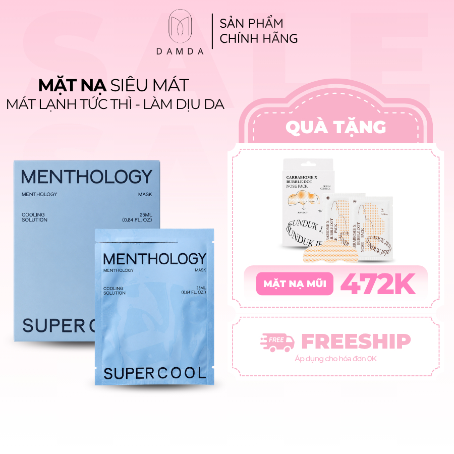 Mặt nạ siêu mát MENTHOLOGY SUPER COOL MASK 25ml (Hộp 5 miếng) | DAMDAVN