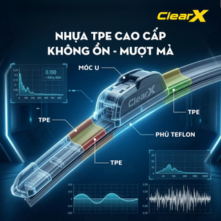 Gạt mưa kính lái Silicon Hàn Quốc ClearX UltraVision - Lưỡi gạt phủ Teflon siêu sạch, bền bỉ | Phụ kiện ô tô ADG