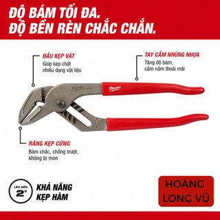 Kìm Mỏ Quạ Milwaukee 10″ 48-22-6510 – Kìm Cơ Khí Hàm Thẳng, Không Gỉ, Tay Cầm Cao Su Chống Trượt