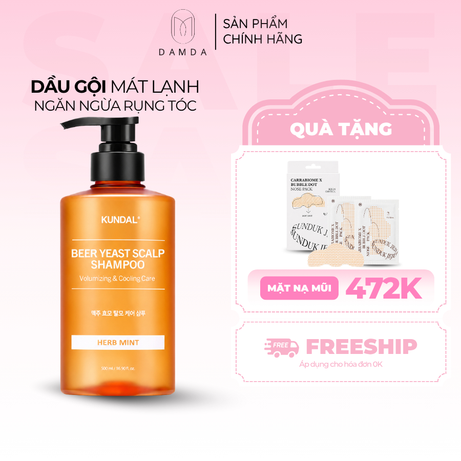 Dầu gội mát lạnh ngăn ngừa rụng tóc KUNDAL HAIR LOSS RELIEF SHAMPOO HERB MINT 500ml | DAMDAVN
