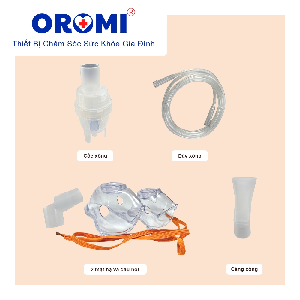 Phụ kiện Bộ xông khí dung, Bộ cốc hút của máy xông khí dung/hút mũi/hút dịch OROMI
