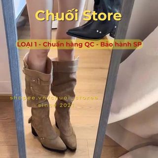 Giày boot nữ da PU tổng hợp dệt vải đế cao su dễ mang thuận tiện nữ tính thanh lịch