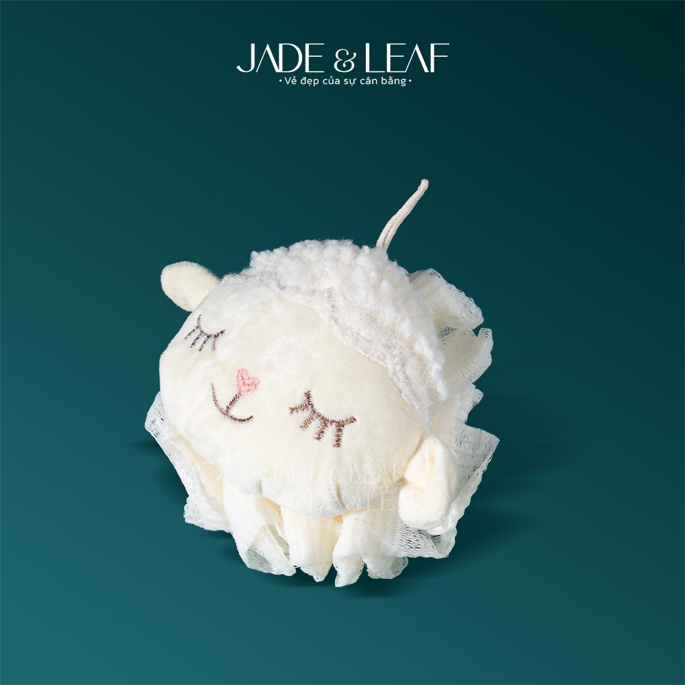 Bông Tắm Tạo Bọt Jade&Leaf Hình Cừu Trắng Lưới Mềm Mịn Size Lớn Tạo Nhiều Bọt Làm Sạch Da