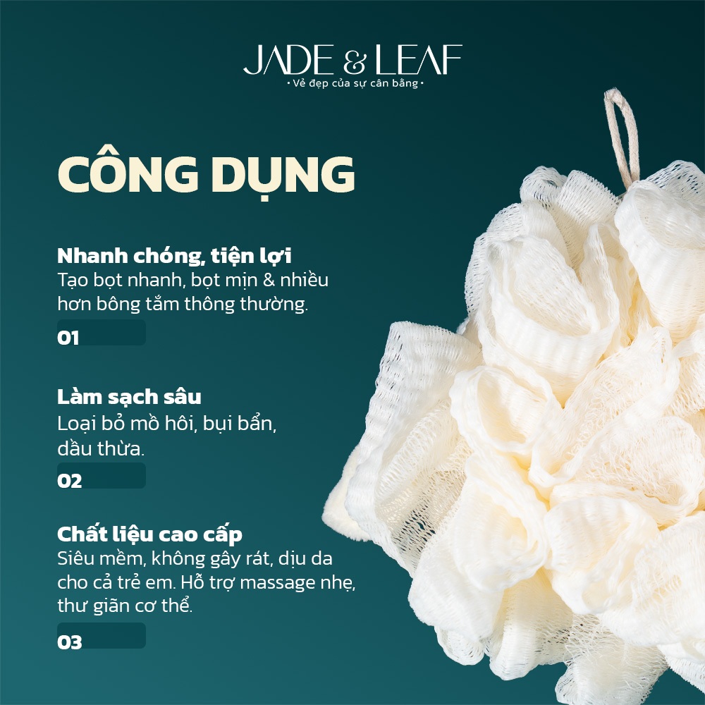 Bông Tắm Tạo Bọt Jade&Leaf Hình Cừu Trắng Lưới Mềm Mịn Size Lớn Tạo Nhiều Bọt Làm Sạch Da