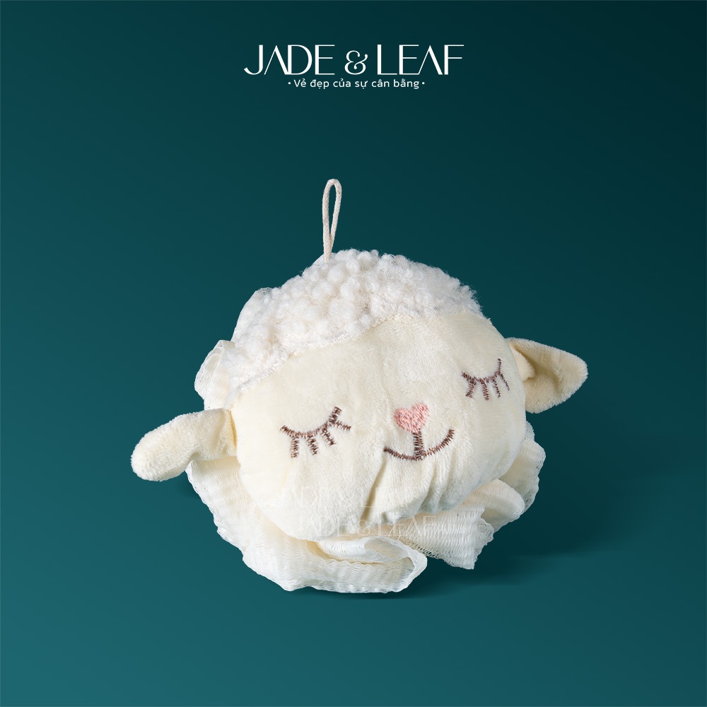 Bông Tắm Tạo Bọt Jade&Leaf Hình Cừu Trắng Lưới Mềm Mịn Size Lớn Tạo Nhiều Bọt Làm Sạch Da