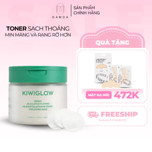 Toner chăm sóc da dịu nhẹ KIWIGLOW VEGAN JEJU LOTUS FLOWER MILD EXFOLIATION & TONER 70FLOWER PADS | DAMDAVN