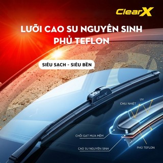 Gạt mưa kính lái Silicon Hàn Quốc ClearX UltraVision - Lưỡi gạt phủ Teflon siêu sạch, bền bỉ | Phụ kiện ô tô ADG