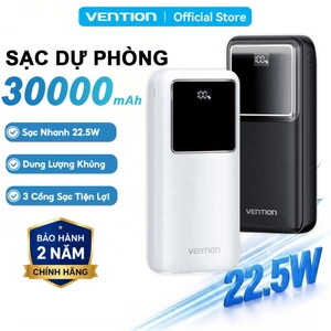 Pin Sạc Dự Phòng 30000mAh 22.5W Vention, 3 Cổng USB-A/USB-C/Micro, Sạc Nhanh PD3.0, Dung Lượng Lớn