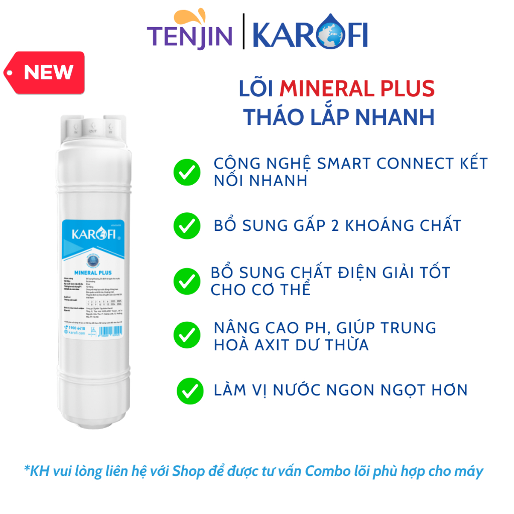 Lõi Chức Năng HYDROGEN-ION KIỀM Karofi Tháo Lắp Nhanh Giúp Bổ Sung Gấp Đôi Hydrogen và Ion Kiềm - Chính Hãng