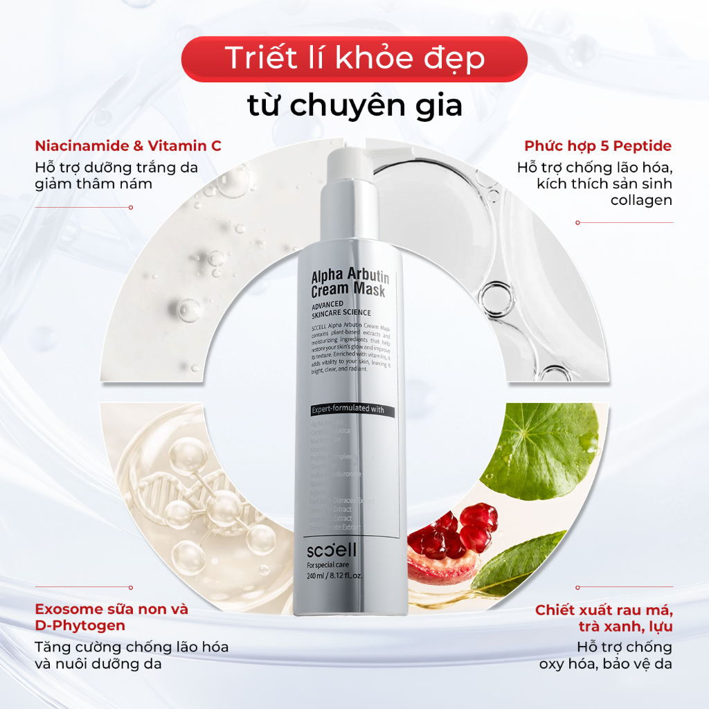 Mặt Nạ Dưỡng Sáng SCCELL Alpha Arbutin Cream Mask - Hỗ Trợ Dưỡng Ẩm Và Phục Hồi Da 240ml_80027