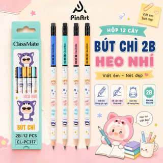 Hộp 12 Bút Chì 2B Heo Nhí Classmate Chì Mịn, Ngòi Cứng Không Dễ Gãy, Cầm Lâu Luyện Viết Không Mỏi Tay, Nhạy Máy Chấm Thi