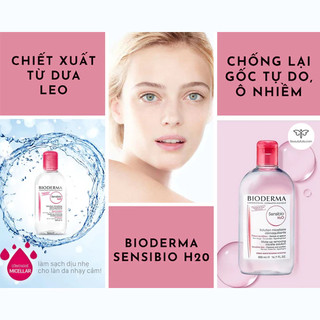 Nước Tẩy Trang Bioderma Sebium H2O Dịu Nhẹ Cho Da Dầu Mụn & Nhạy Cảm 500ml Màu Xanh & Hồng