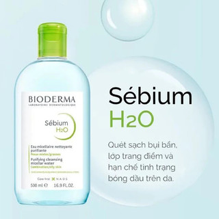 Nước Tẩy Trang Bioderma Sebium H2O Dịu Nhẹ Cho Da Dầu Mụn & Nhạy Cảm 500ml Màu Xanh & Hồng