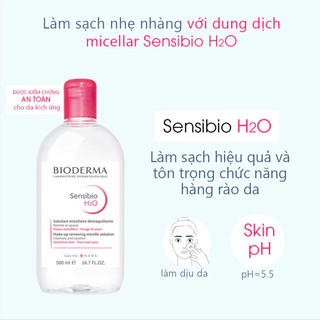 Nước Tẩy Trang Bioderma Sebium H2O Dịu Nhẹ Cho Da Dầu Mụn & Nhạy Cảm 500ml Màu Xanh & Hồng