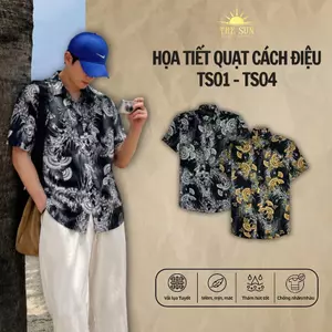 Áo Sơ Mi Lụa Họa Tiết Quạt Cách Điệu, Cuban Shirt Chất Lụa Tuyết Mềm Mịn, Thấm Hút Tốt, Chống Nhăn - Size 50-100kg