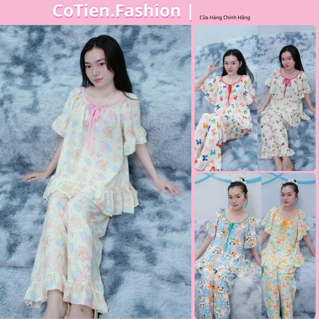 Cotien Fashion - Set TOLE nữ TAY NGẮN VIỀN CỔ QUẦN LỬNG MAY BÈO đồ bộ tole CHO NỮ MẶC NHÀ - Cotien Fashion - Local Brand