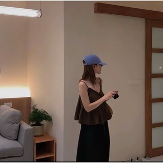 Áo 2 dây babydoll dáng ngắn viền bèo vân mây nhiều màu cực xinh