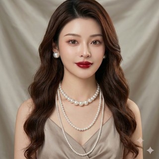 [ DAISYN ] N803 dây chuyền hạt ngọc trai nhân tạo mang áo dài  ,  vòng cổ 3 sợi đính ngọc trai nhân tạo sang trọng
