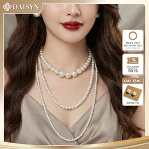 N803 dây chuyền hạt ngọc trai nhân tạo mang áo dài , vòng cổ 3 sợi đính ngọc trai nhân tạo sang trọng