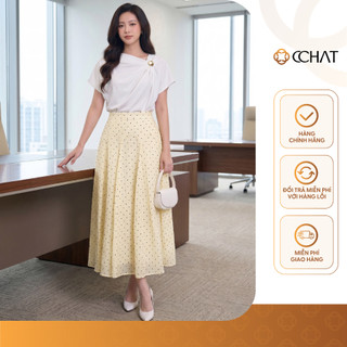 Chân Váy 𝐂𝐂𝐇𝐀𝐓 Dáng Xòe Celina Họa Tiết Chấm Bi Chất Liệu Tơ Mềm Mại 16CDV2026XT