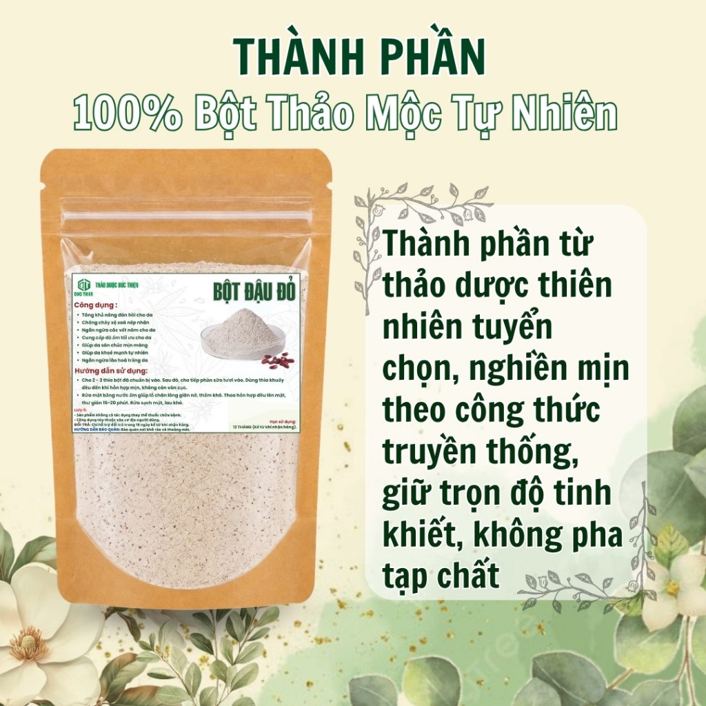 Bột Đậu Đỏ Nguyên Chất Đức Thiện (Mịn, Sạch, Thơm) - Trắng Da, Sáng Da, Tẩy Tế Bào, Giảm Mun
