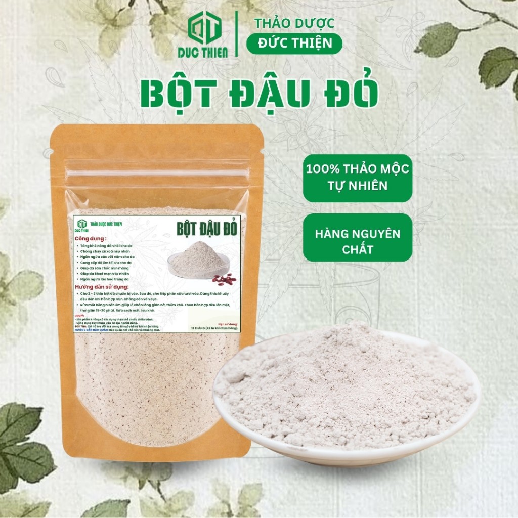Bột Đậu Đỏ Nguyên Chất Đức Thiện (Mịn, Sạch, Thơm) - Trắng Da, Sáng Da, Tẩy Tế Bào, Giảm Mun