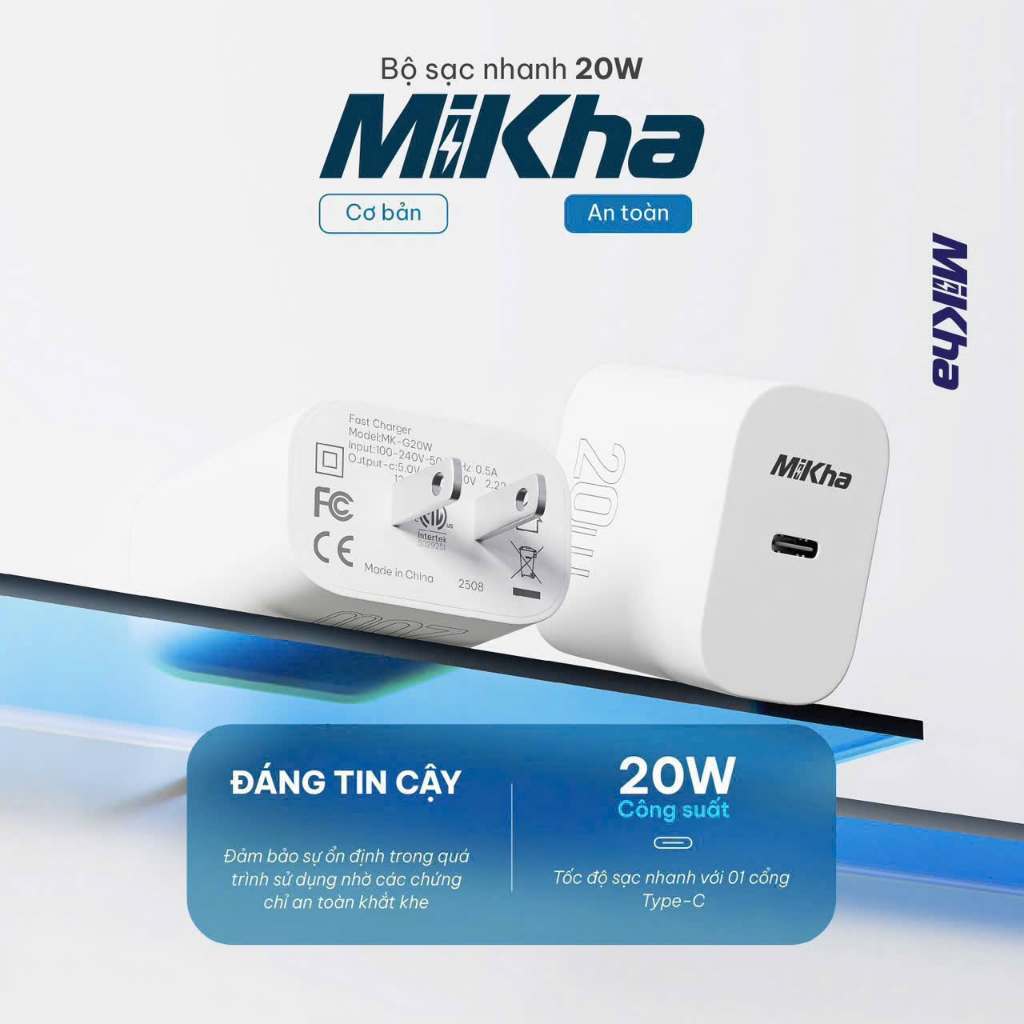 Bộ Củ Cáp Sạc Nhanh MIKHA PD 20W/30W Chính Hãng | Sạc nhanh không nóng máy | An toàn ổn định