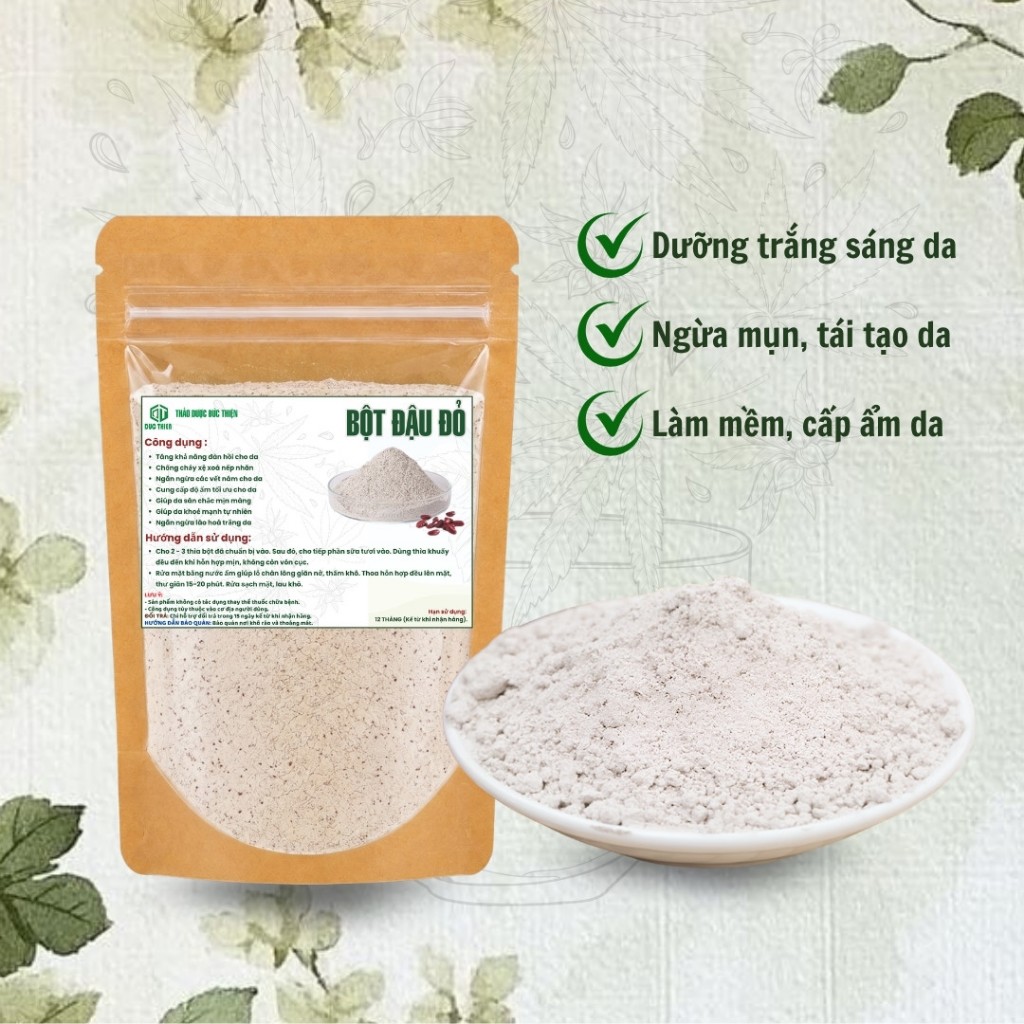 Bột Đậu Đỏ Nguyên Chất Đức Thiện (Mịn, Sạch, Thơm) - Trắng Da, Sáng Da, Tẩy Tế Bào, Giảm Mun