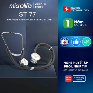 Ống Nghe Y Tế 2 Dây Microlife ST 77 | Nghe Phổi, Huyết Áp, Nhịp Tim, Truyền Âm To Rõ Ràng