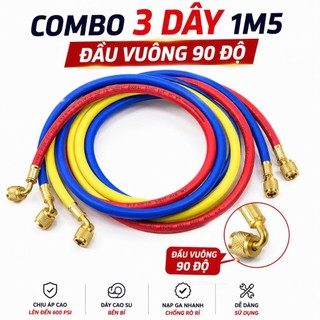 Bộ 3 dây nạp ga điều hòa ô tô hàng, dài 1,5m CHỐNG DẦU và CHỐNG NỨT GÃY (ảnh thật)