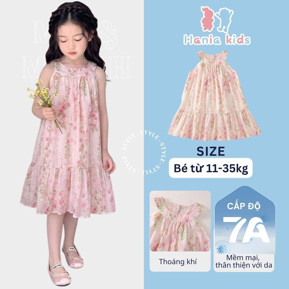 Váy Yếm Bé Gái, Váy Bé Gái Thiết Kế Hoa Nhí Mặc Hàng Ngày Chất Liệu Cotton Mềm Mại