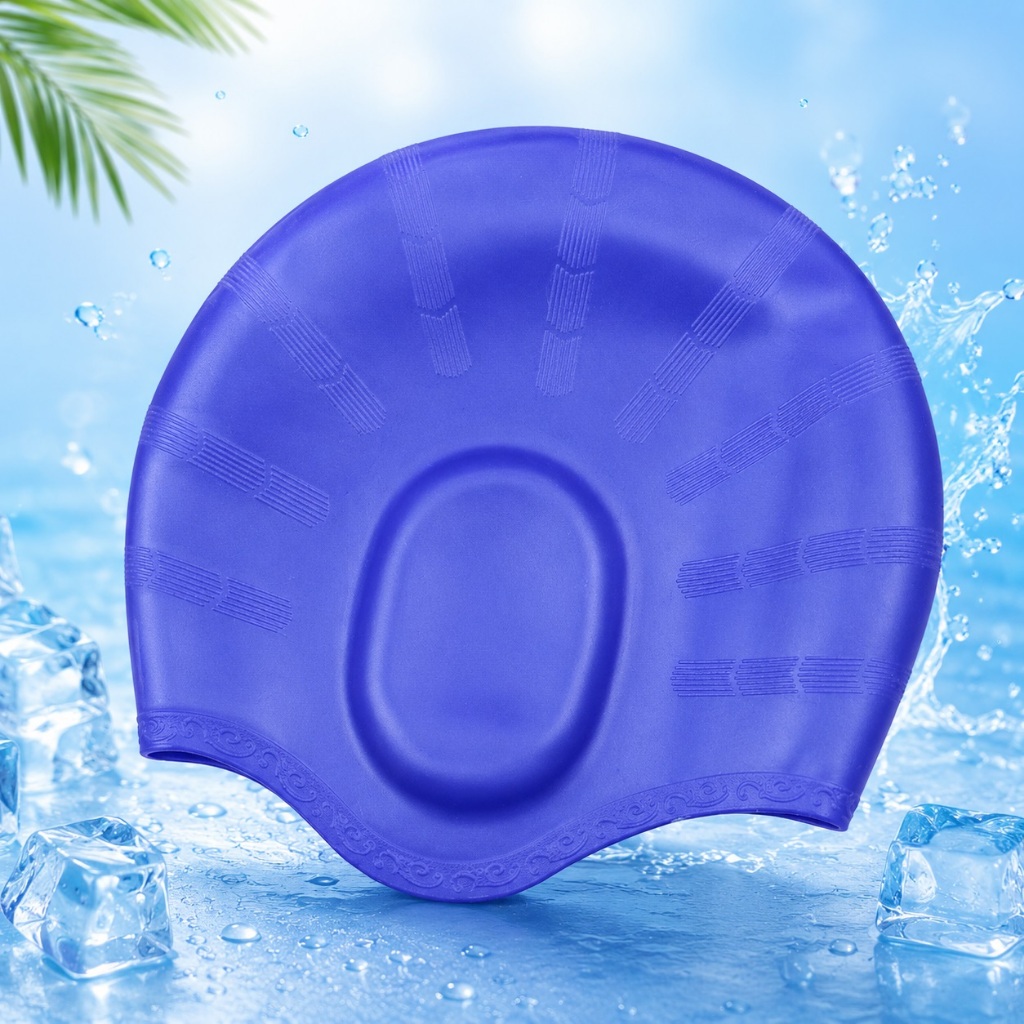 Mũ bơi swimming cap có bịt tai cỡ đại bằng silicone cao cấp co giãn và chống nước cực tốt