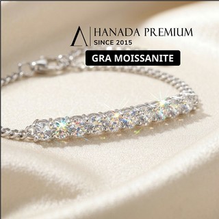 [CHỨNG NHẬN GRA]  Lắc Tay Đá Moissanite 3MM Bạc 925 Xi Bạch Kim Thanh Đá HANADA 1720