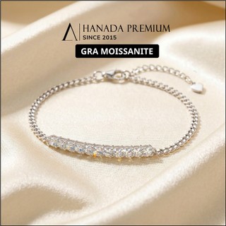[CHỨNG NHẬN GRA]  Lắc Tay Đá Moissanite 3MM Bạc 925 Xi Bạch Kim Thanh Đá HANADA 1720