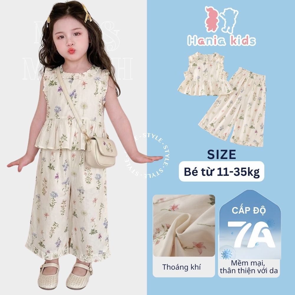 Set Bộ Bé Gái, Đồ Bộ Bé Gái Thiết Kế Áo Sát Nách Kèm Quần Suông Mặc Hàng Ngày Họa Tiết Hoa Mát Mẻ