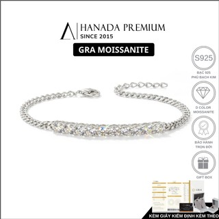 [CHỨNG NHẬN GRA]  Lắc Tay Đá Moissanite 3MM Bạc 925 Xi Bạch Kim Thanh Đá HANADA 1720