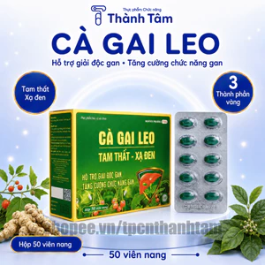 Viên uống CÀ GAI LEO TAM THẤT XẠ ĐEN 50V hỗ trợ giải độc gan, thanh nhiệt, mát gan