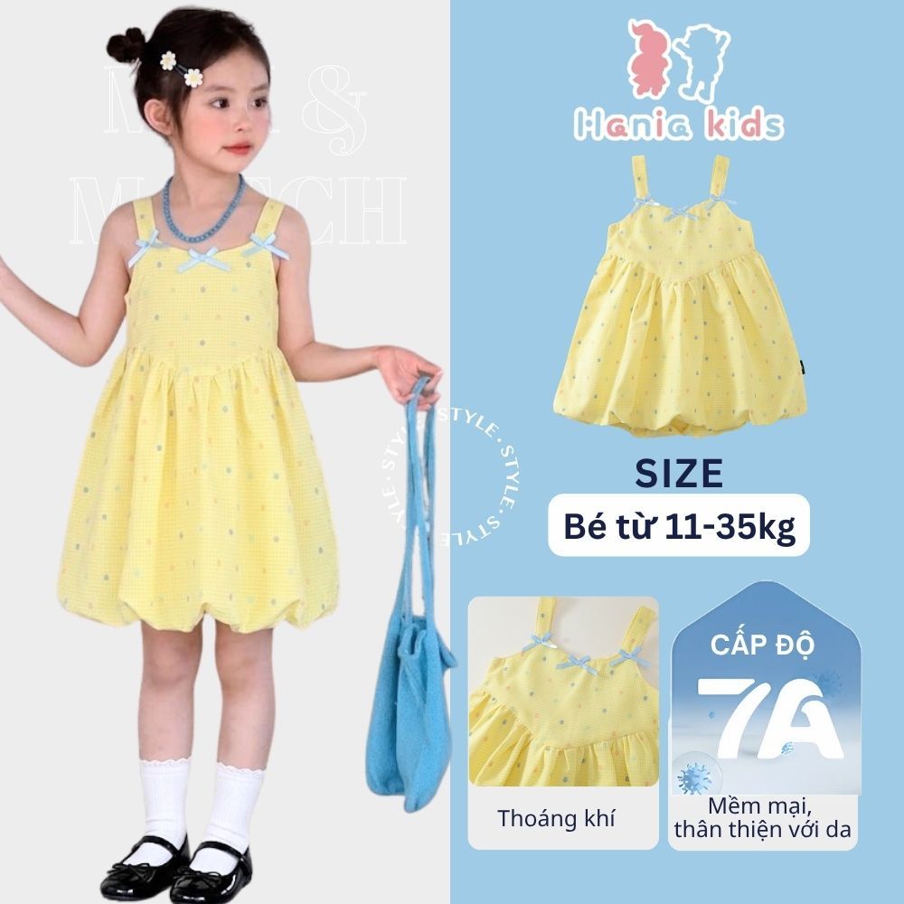 Váy Cho Bé Gái, Váy 2 Dây Bé Gái Chất Liệu Cotton Xốp Thoáng Mát Phối Nơ Nổi Bật Mặc Hàng Ngày