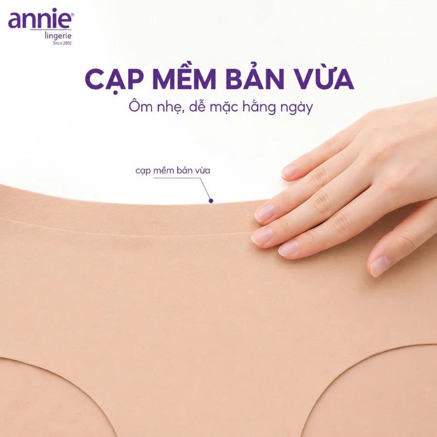 Quần lót nữ đúc su không đường may lưng vừa annie QE 4595 mềm mịn co giãn 4 chiều