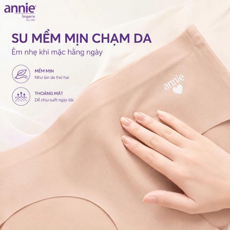 Quần lót nữ đúc su không đường may lưng vừa annie QE 4595 mềm mịn co giãn 4 chiều