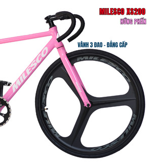 Xe Đạp Fixed Gear MILESCO XS200 Gen 2 & Gen 3 Khung Nhôm Siêu Nhẹ Vành 3 Đao Lốp 700x28C Chính Hãng