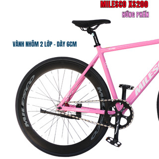 Xe Đạp Fixed Gear MILESCO XS200 Gen 2 & Gen 3 Khung Nhôm Siêu Nhẹ Vành 3 Đao Lốp 700x28C Chính Hãng